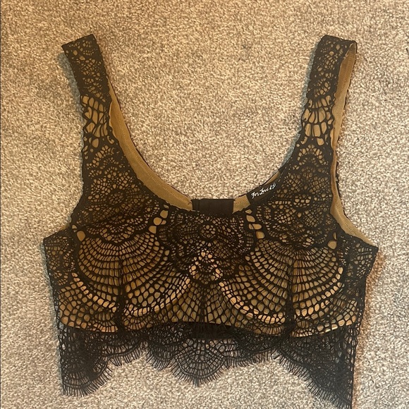 Urban Outfitters Other - Urban Outfitters Black Lace Bralette over Tan Lining